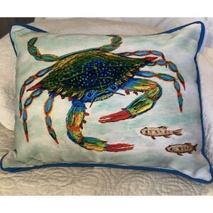 Betsy Drake Crab Corded Colorful Med Indoor Outdoor Pillow 11x14